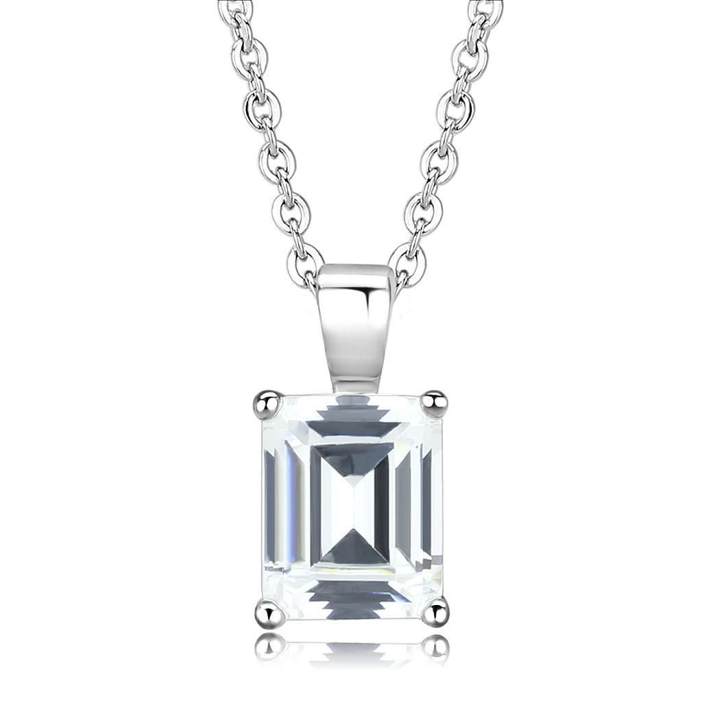 LO3934 - Rhodium-Brass - Kettenhänger mit AAA-Klasse CZ in Clear