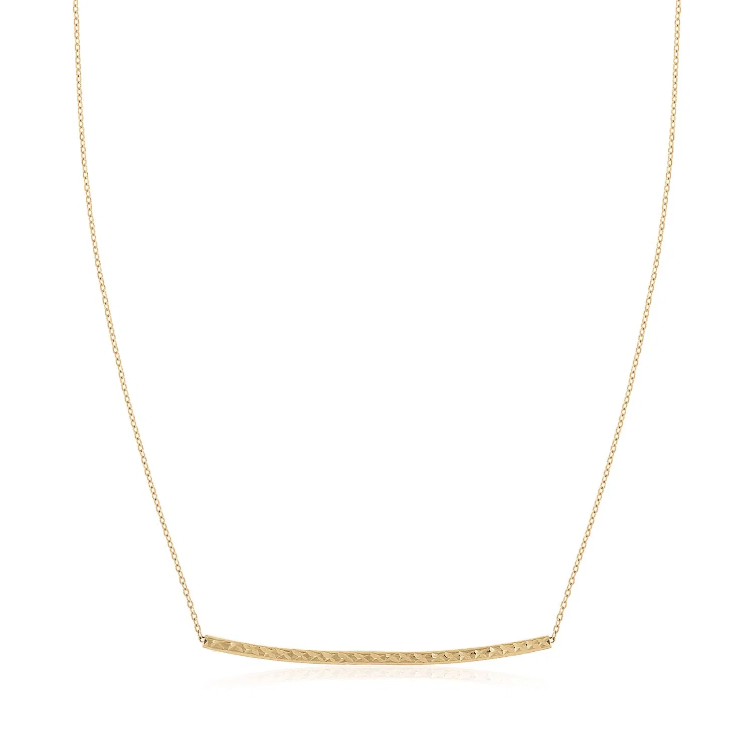 Dünne 14 Karat gelbe Gold Textured Bar Halskette