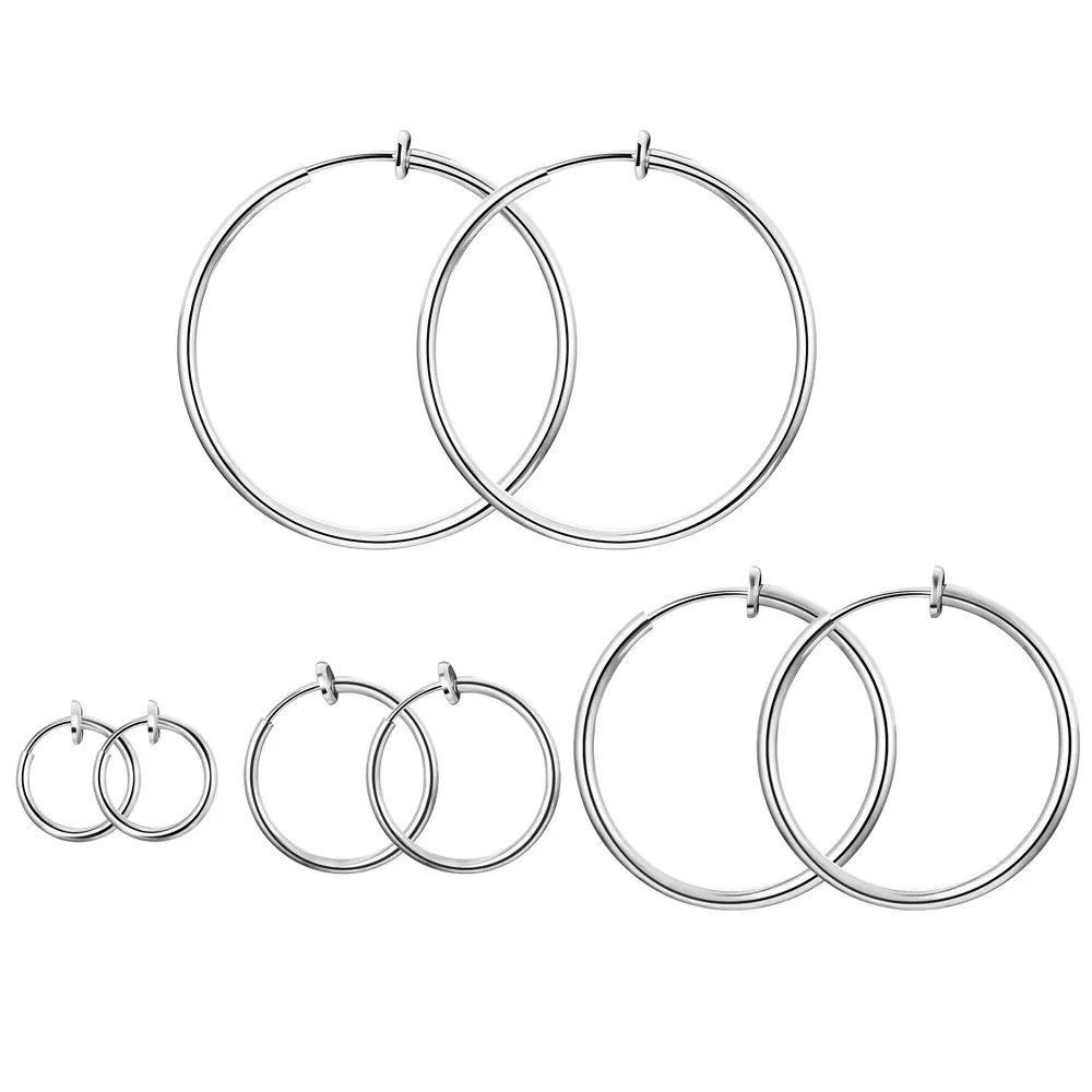 Edelstahl 4 Paare Clip On Hoop Ohrringe für Frauen Männer Non Pierced Ohrringe