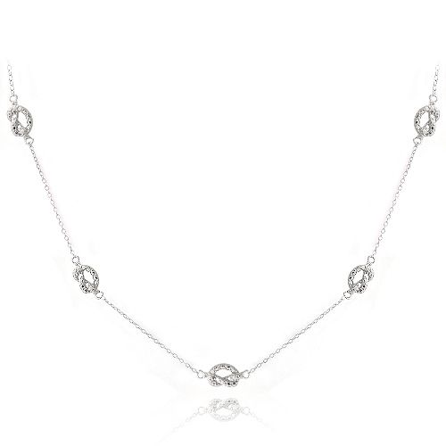Sterling Silber Diamant Akzent Liebe Knoten Station Halskette
