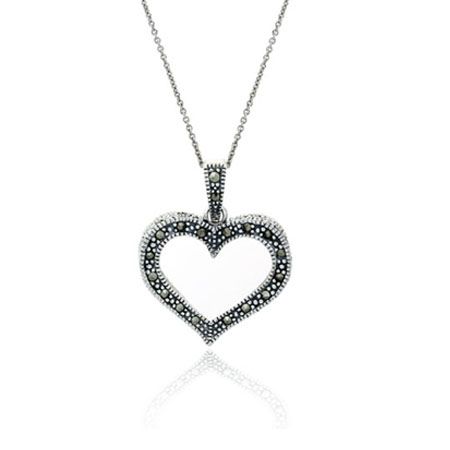 Sterling Silber & Marcasite Open Heart Hänger