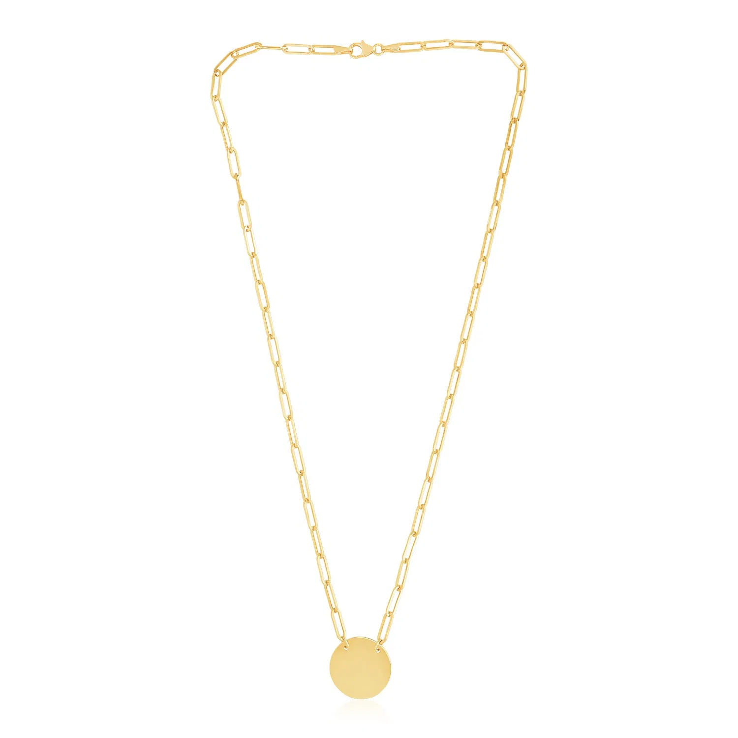 14 Karat Gelbgold High Polish Circle Disc Paperclip Link Kette