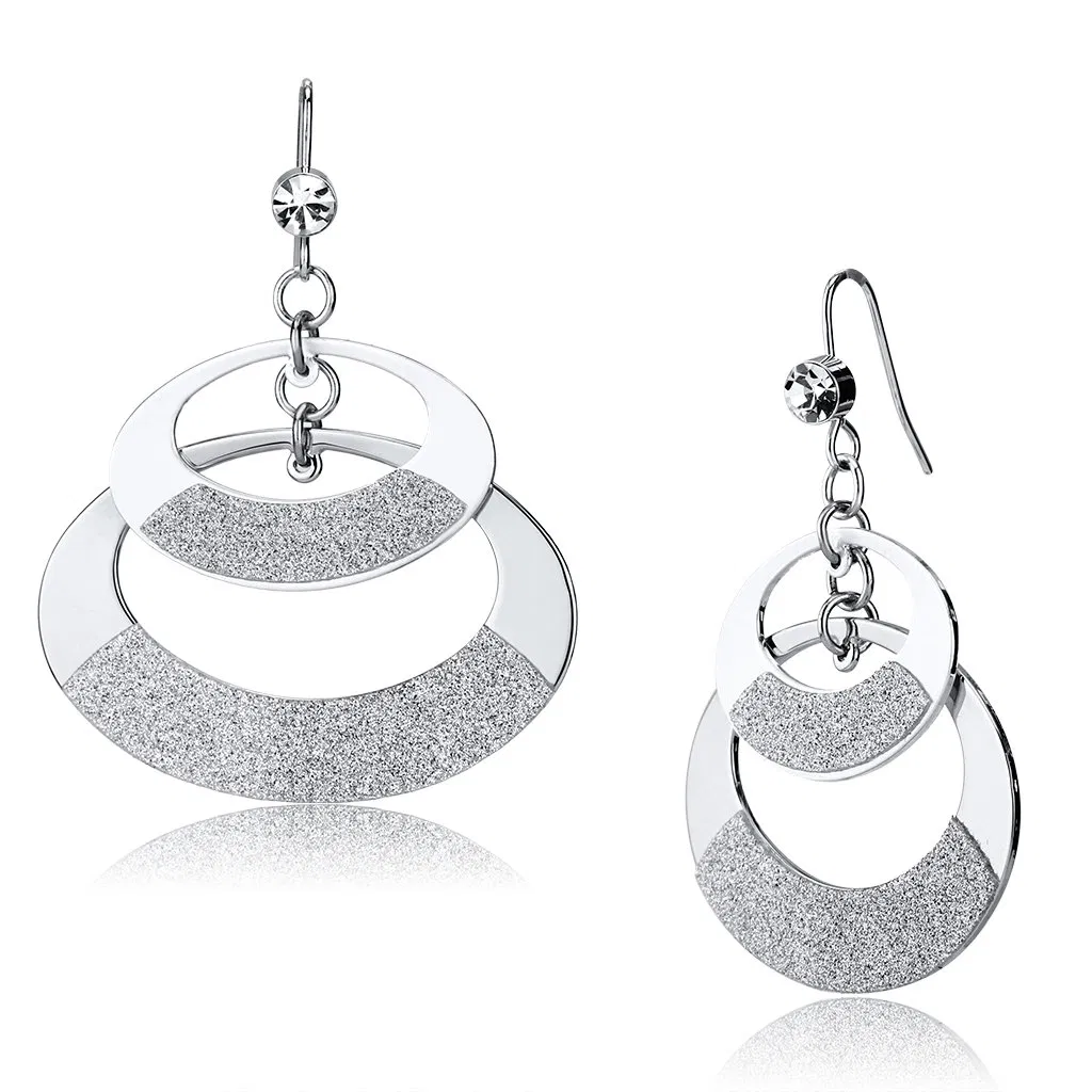 LO2714 - Matte Rhodium & Rhodium-Eisen - Ohrringe mit Top-Grade - Kristall in Clear
