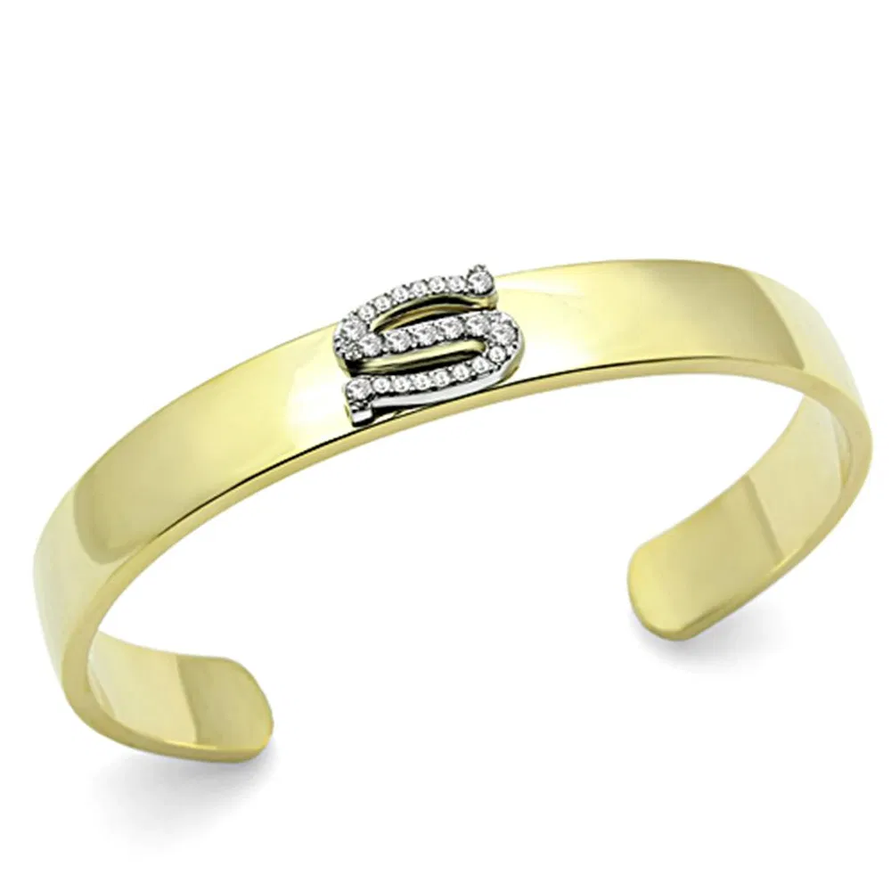 LO2588 - Gold + Rhodium Weißmetall Armband mit Top-Grade - Kristall in Clear