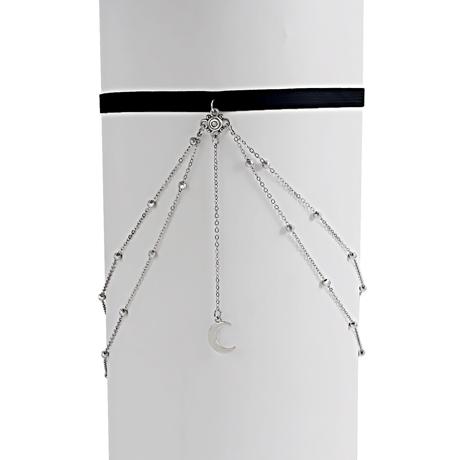 Stretch Doppelschicht Ball Crescent Pendant Tassel Oberschenkelkette