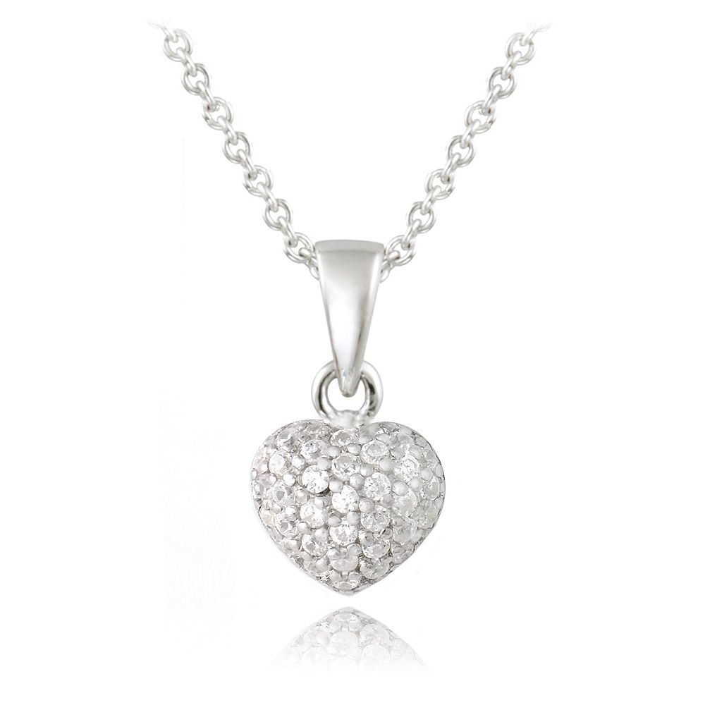 Sterling Silber CZ Puffed Herz Novelty Halskette