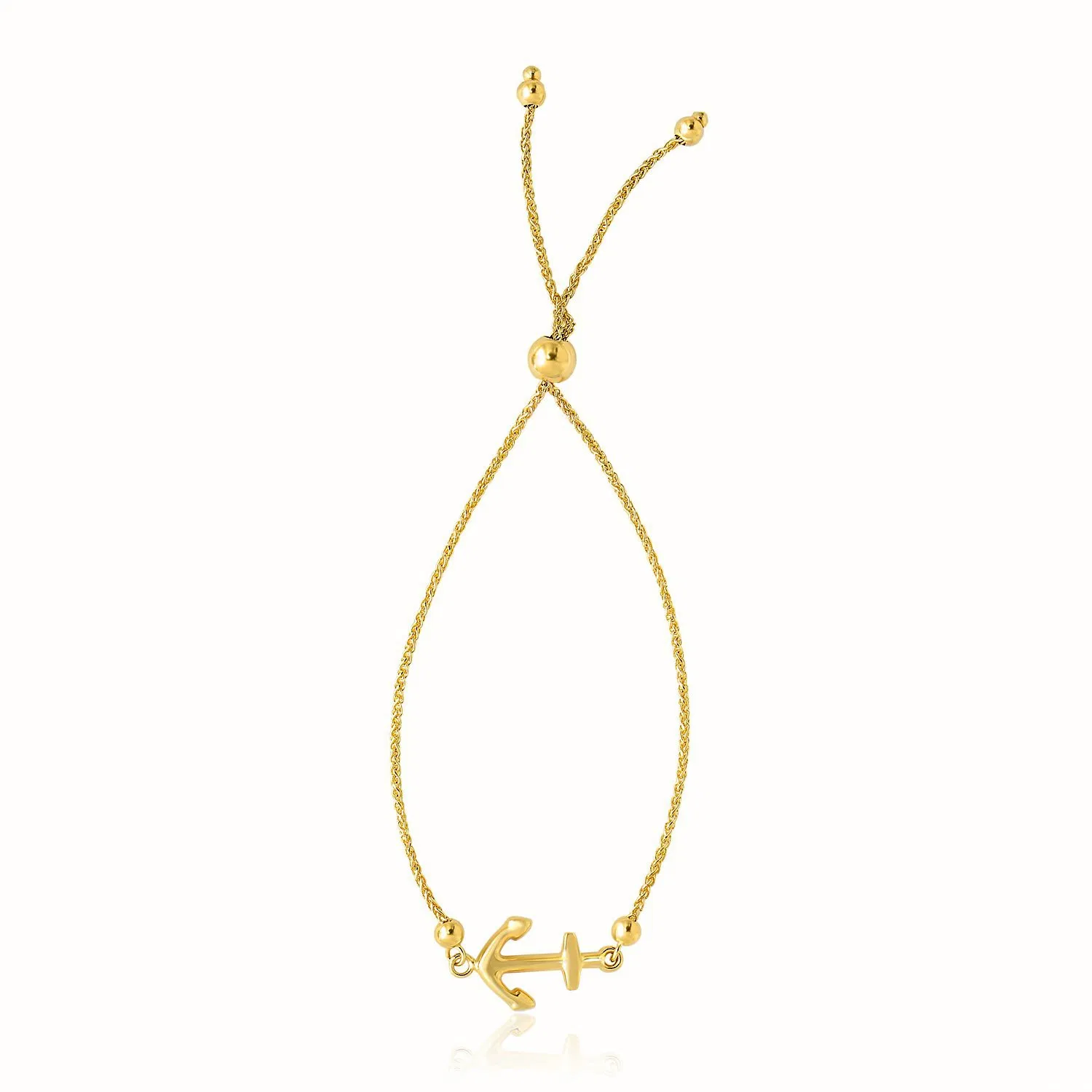 14 Karat Gelbgold Anker Design verstellbares Lariat Armband