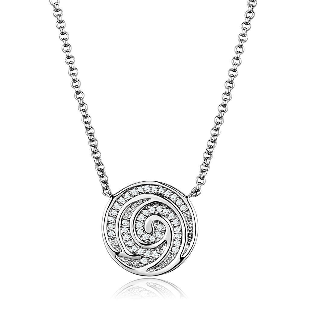 3W1029 - Rhodium-Messing - Kette Anhänger mit AAA-Klasse CZ in Clear