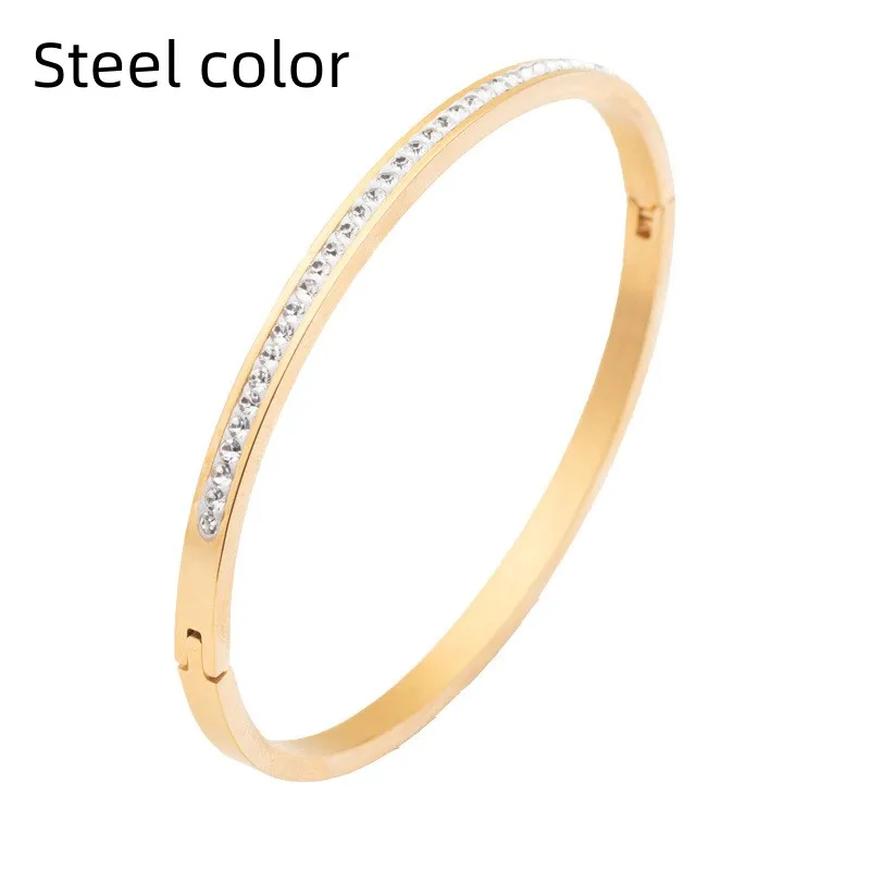 Single Row Edelstahl Armband mit Diamant Öffnung
