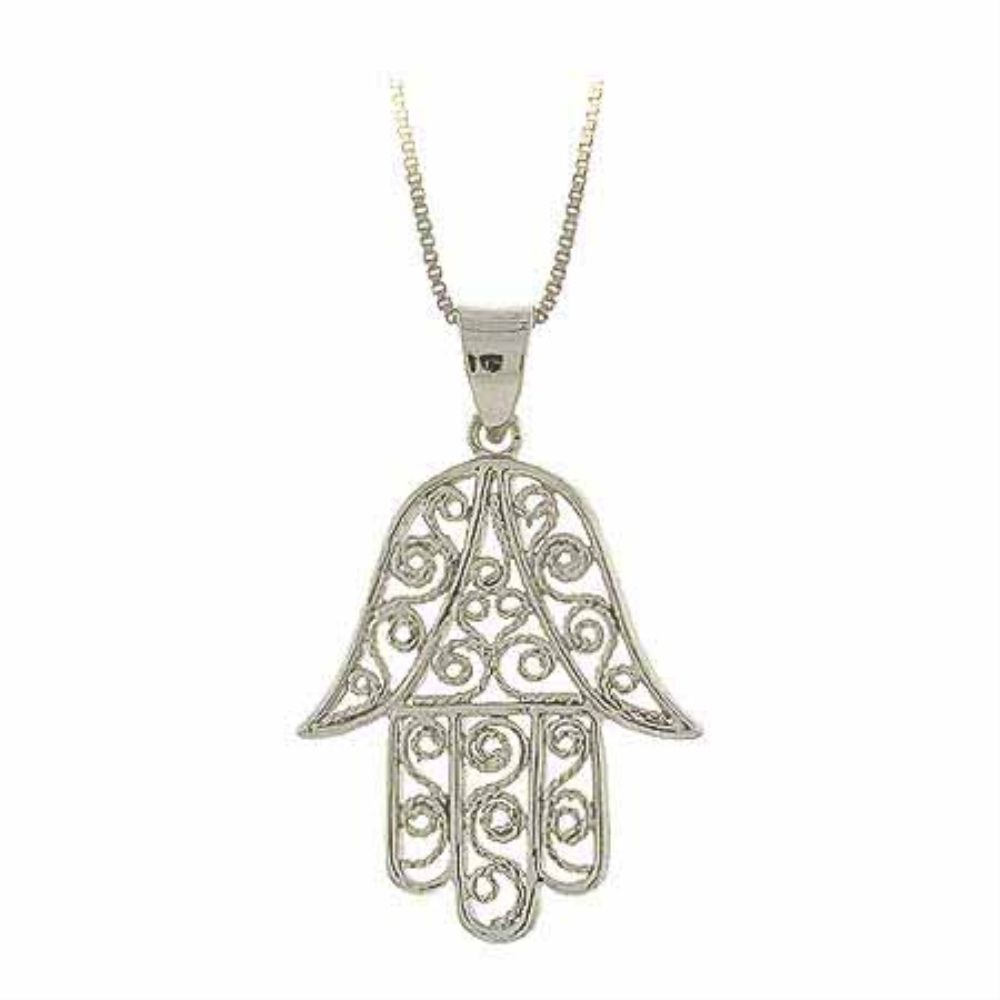 Sterling Silber Filigree Hamsa Hand Anhänger