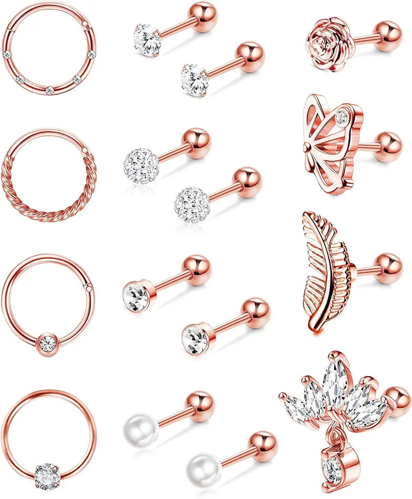 16G Knorpel Tragus Ohrringe Studs Barbell Lippenringe Chirurgische Septum Ring Hoop Ohr Helix Daith Rook Nase Piercing für Frauen Männer