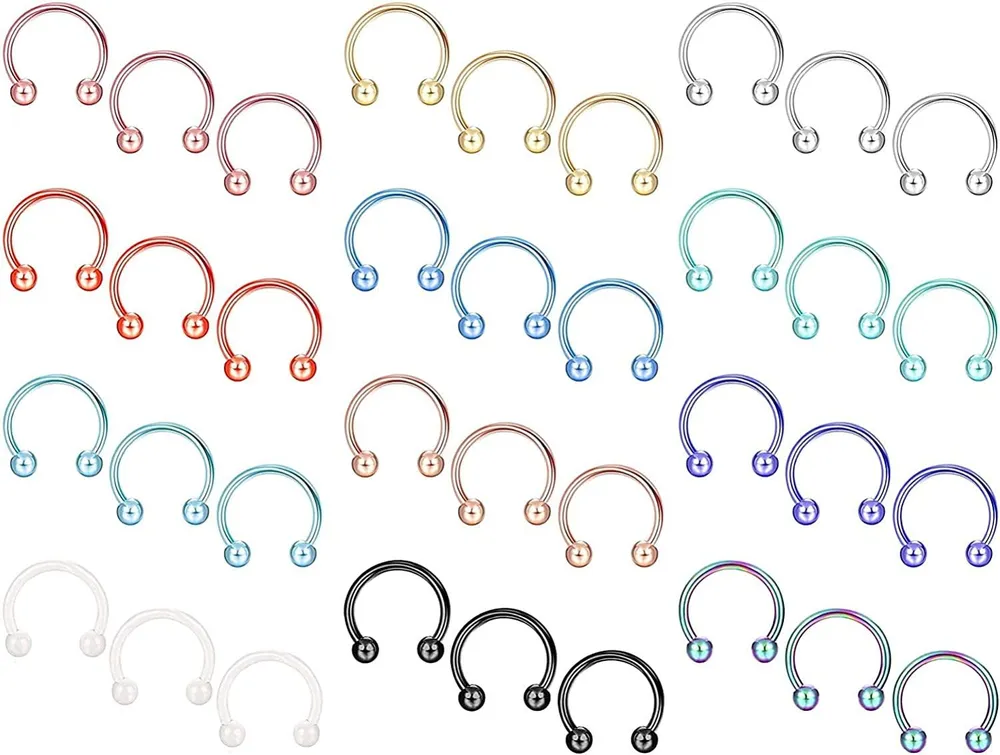 36Pcs 20G Falsche Nase Ringe Edelstahl Septum Ringe Nasen Manschette Non-Piercing Faux Lippen Ohrringe Nasen Piercing für Frauen Männer