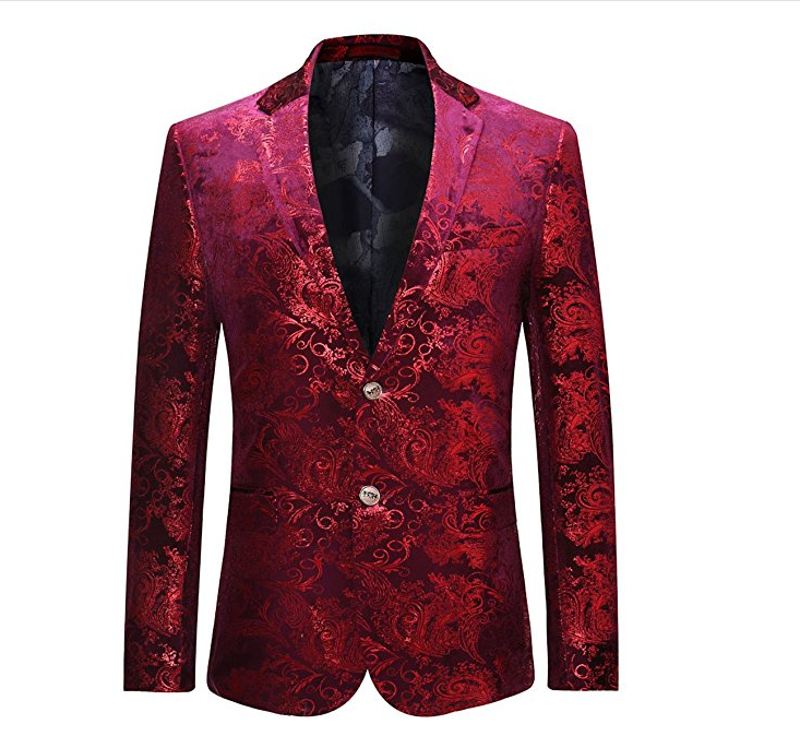Männer Kleid Floral Anzug Kerben Lapel Slim Fit stilvoll Blazer