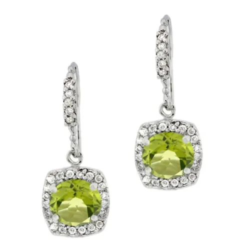 Sterling Silber 4 CT. Peridot und CZ Dangle Ohrringe