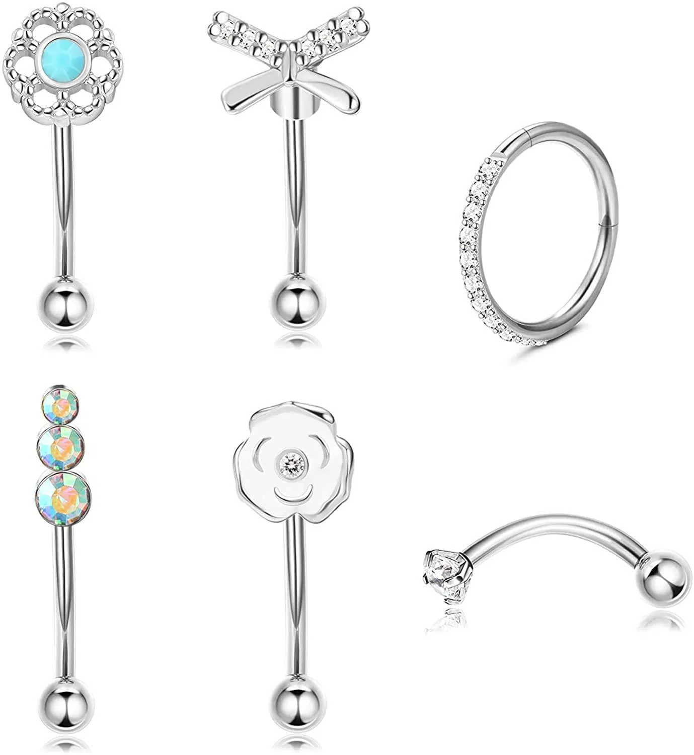 Curved Barbell Eyebrow Ring 8mm Edelstahl Rook Daith Eyebrow Piercing Jewelry