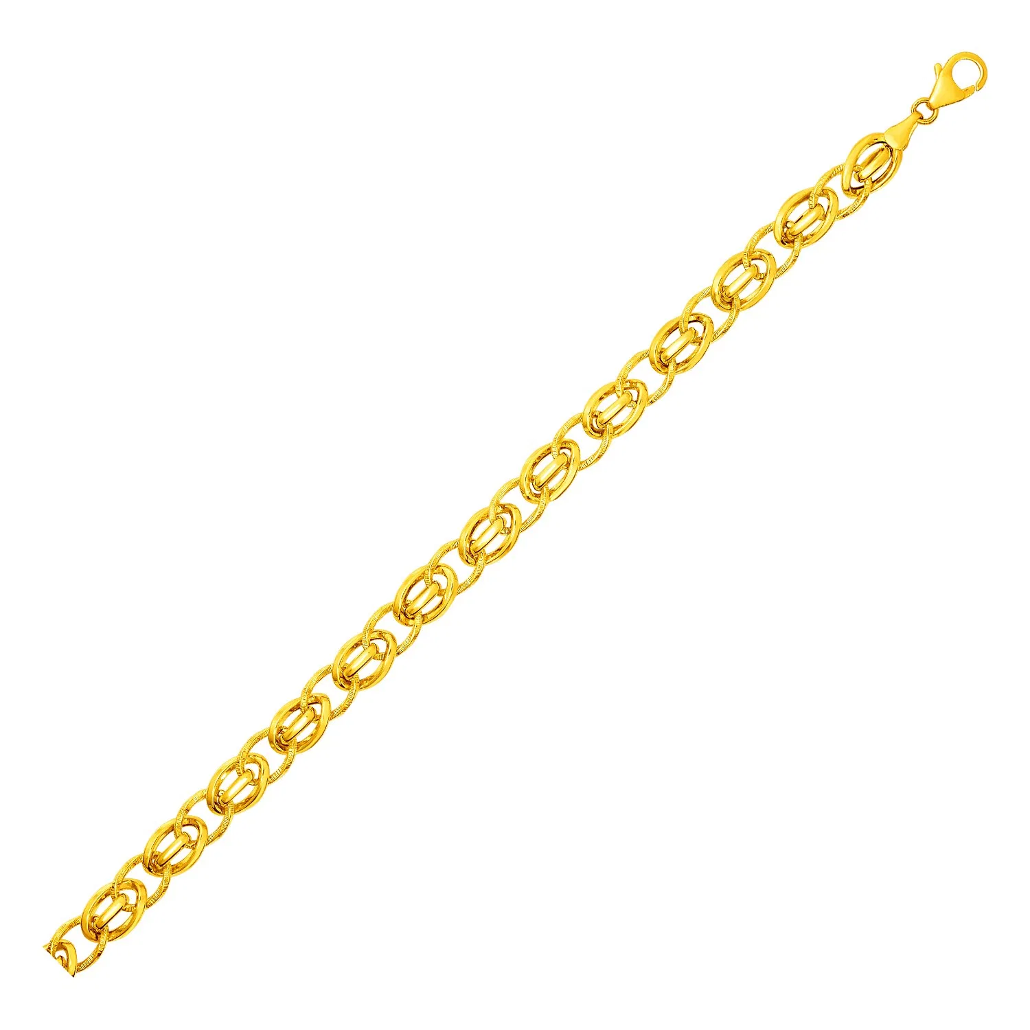 Armband mit ovalen und verdrehten Verknüpfungen in 14 Karat Gelbgold