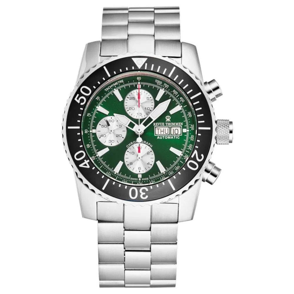 Revue Thommen 17030.6121 Herren 'Divers' Grünes Zifferblatt Tag-Datum Chronograph Automatische Uhr