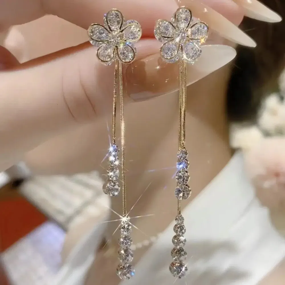 Blumen Ohrringe Fairy Temperament Tassel Frauen