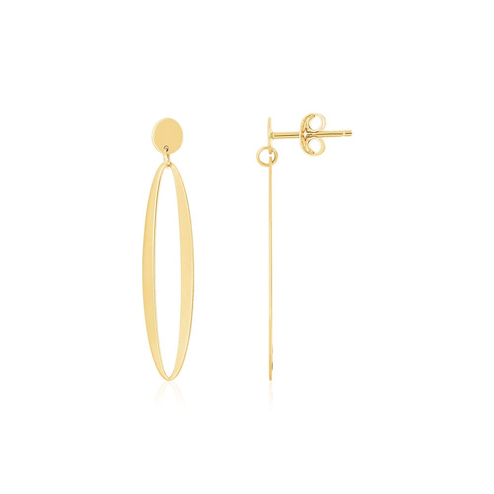 14K Gelbgold Single Oval Fancy Drop Ohrringe