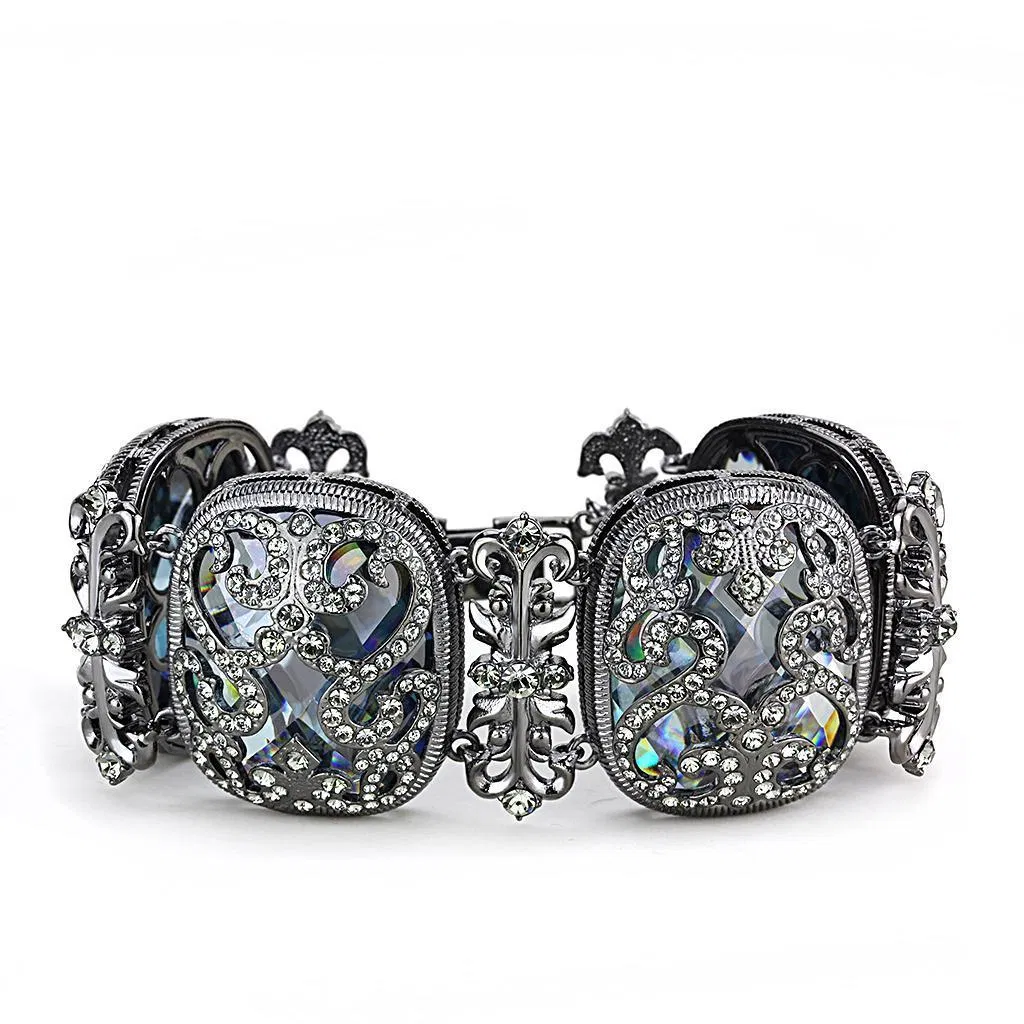 LO4225 - TIN Cobalt Schwarz Brass Armband mit AAA-Klasse CZ in Clear