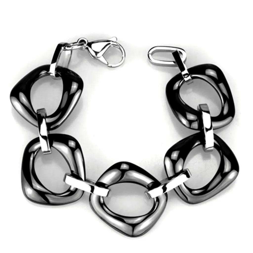3W1013 - Hoch poliertes (ohne Beschichtung) Edelstahl-Armband mit Keramik in Jet