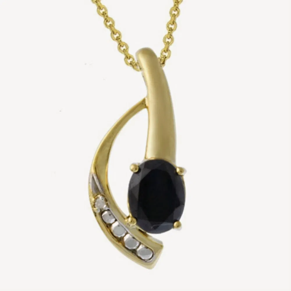 18 Karat Gold über Silber Diamant Akzent & Saphir Anhänger