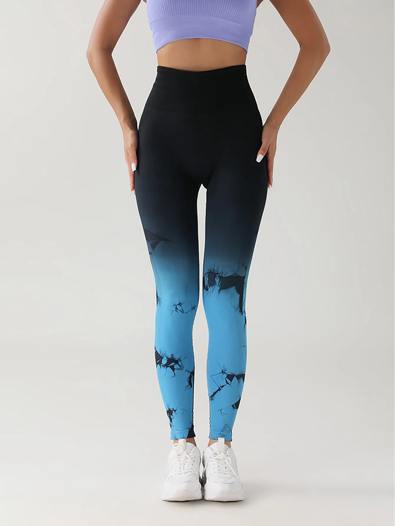 Tie Dye Gradient Farbe Yoga Sports Leggings, Ruched High Waist Workout Nahtlos Scrunch Booty Leggings Butt Lift Athletic Leggings Tummy Control Yoga Pants