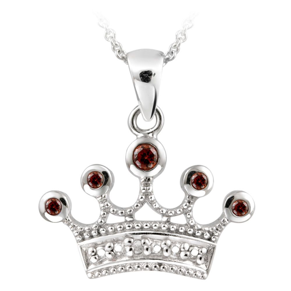 Sterling Silber Garnet & Diamant Akzent Krone Halskette