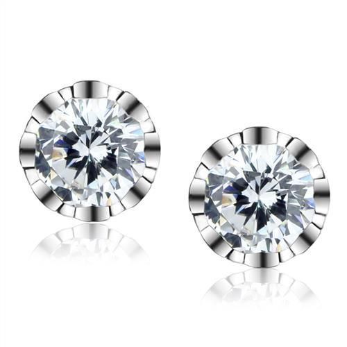 3W1304 - Rhodium-Messing - Ohrringe mit AAA-Klasse CZ in Clear