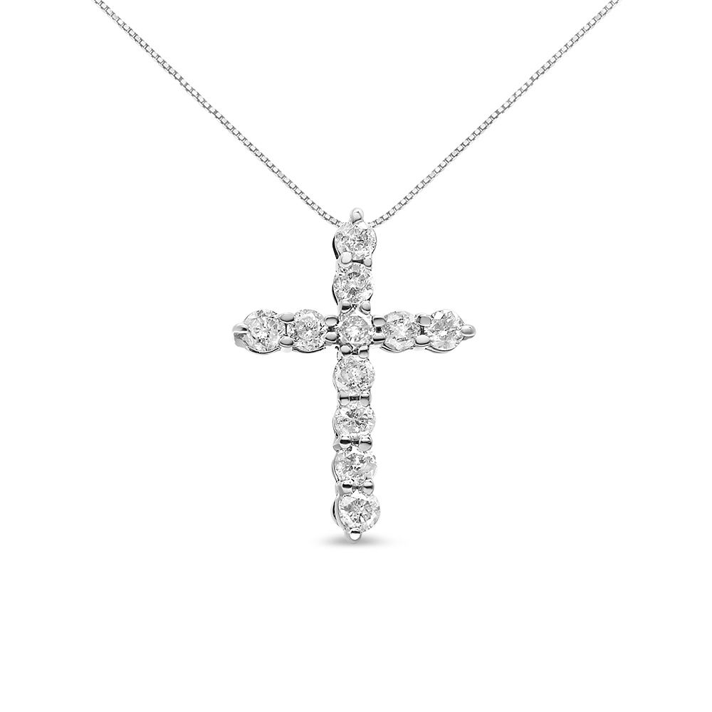 10K Gold 1 / 2 Cttw Round Brilliant Cut Diamond Cross Pendant Kette mit Box-Kette (I-J - Farbe, I1 - I2 Klarheit) - 18