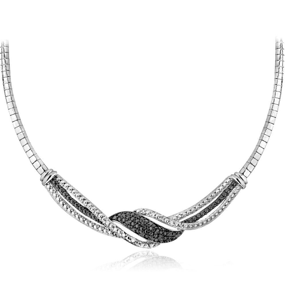 1/4 Ct Schwarz & Weiß Diamant Twist Frontal Halskette