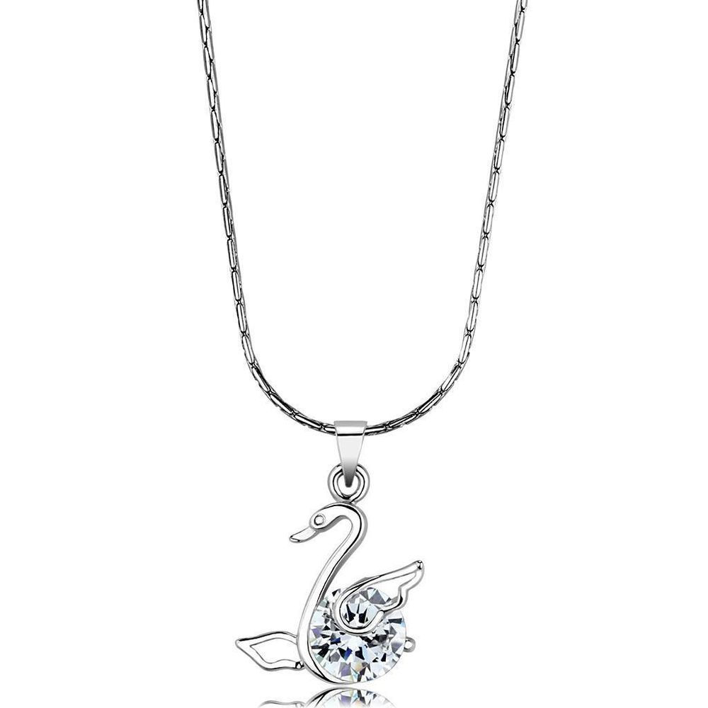LO4155 - Rhodium-Brass - Kettenhänger mit AAA-Klasse CZ in Clear