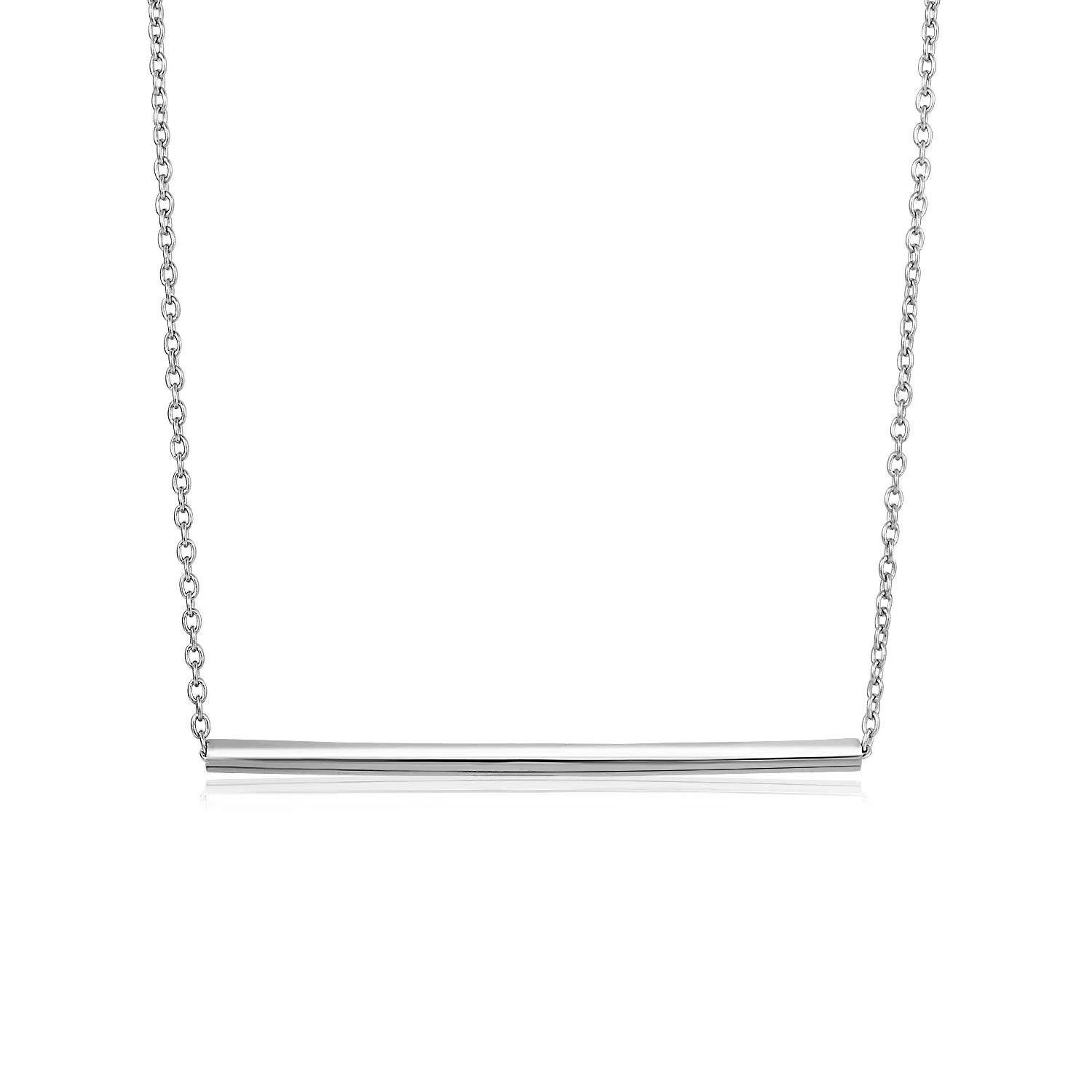 Sterling Silber Poliert Straight Bar Halskette