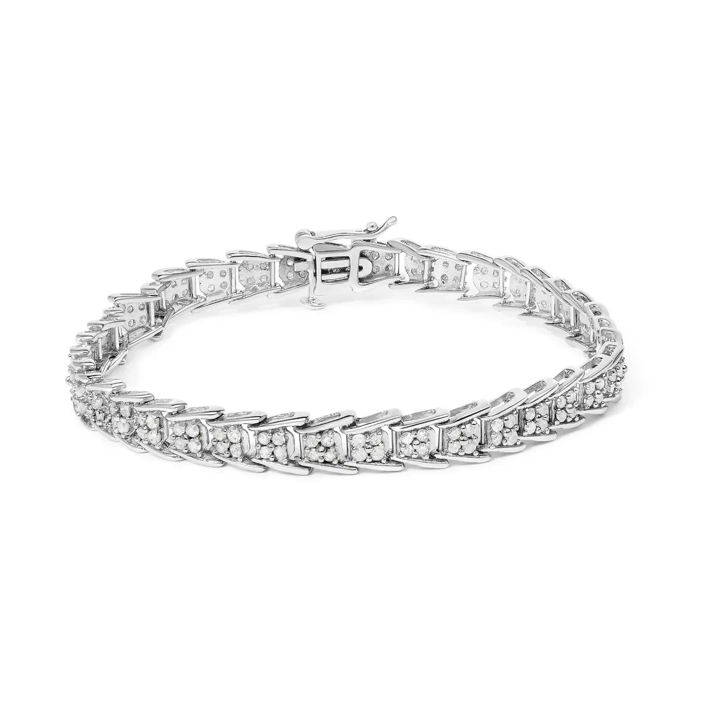 10 Karat Weißgold 2 cttw Diamant Fan-Shaped Link Tennis Armband (I-J Clarity, I3 Farbe) - Größe 7,25