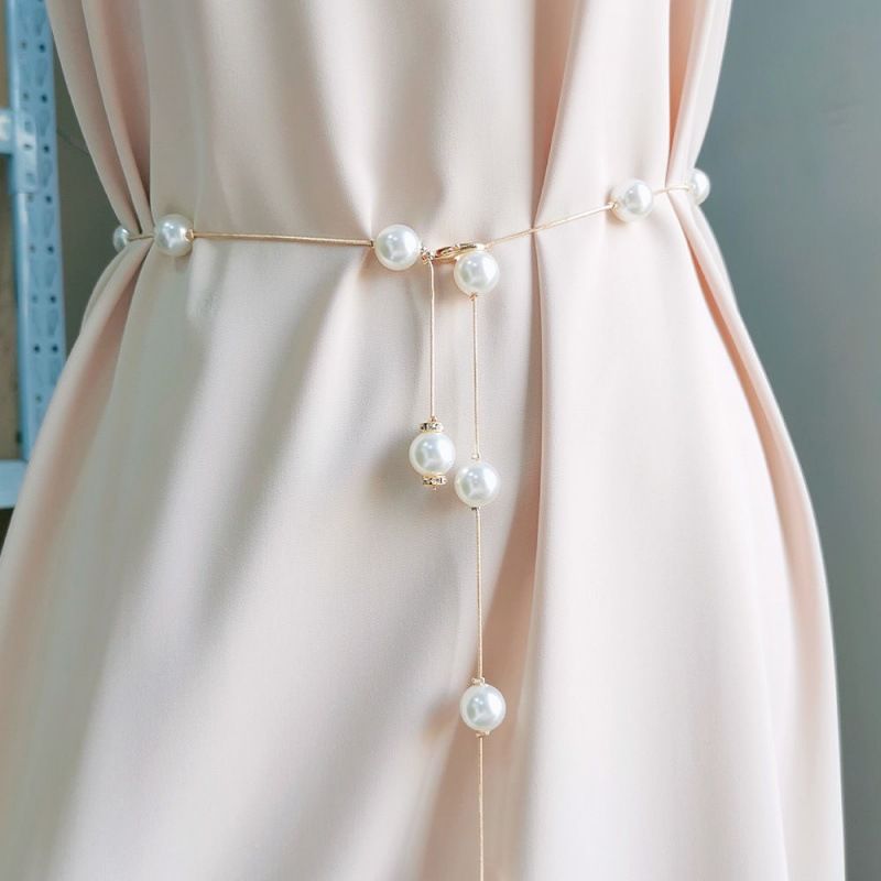 Frauen einfache All Match dünne Pearl Taille Kette
