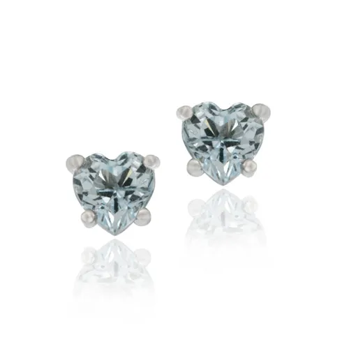 Sterling Silber 1ct Blau Topaz 5mm Herz Stud Ohrringe