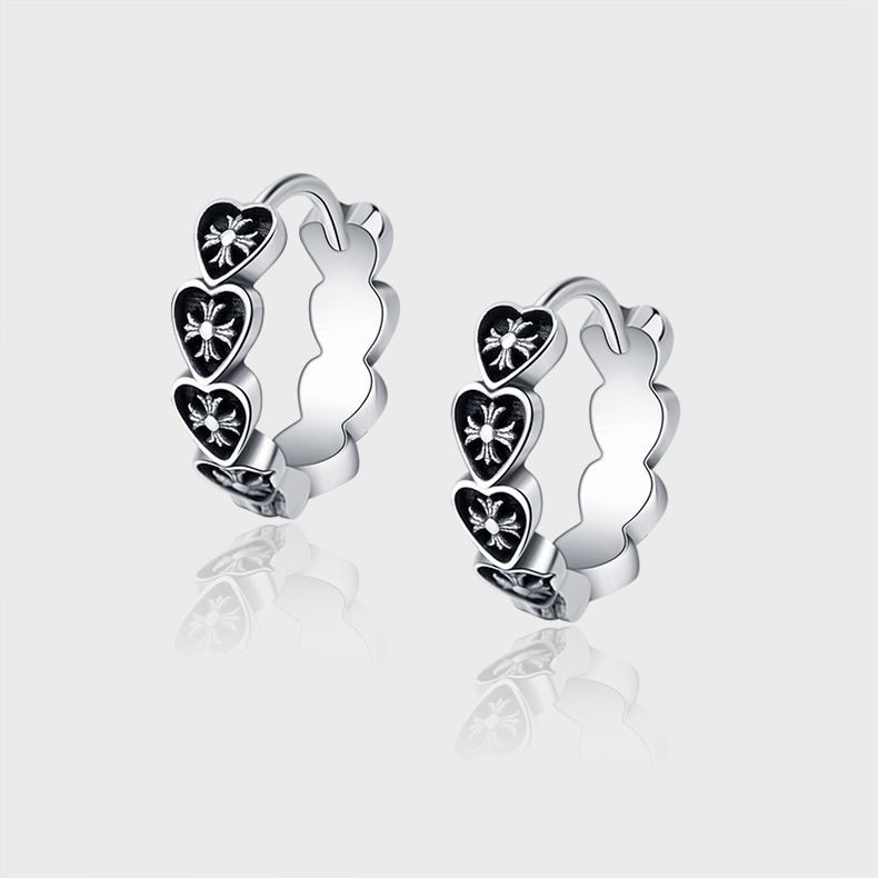 S925 Sterling Silber Retro Love Cross Ohrringe