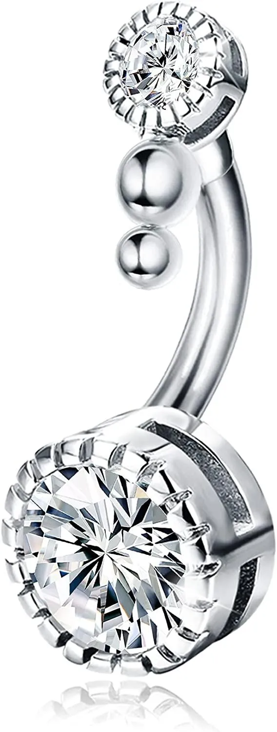 Edelstahl 14G Bauchknopfringe für Frauen rund österreichisches Zirkonia Bauch Nabelringe kurzer Bauch Piercing Schmuck