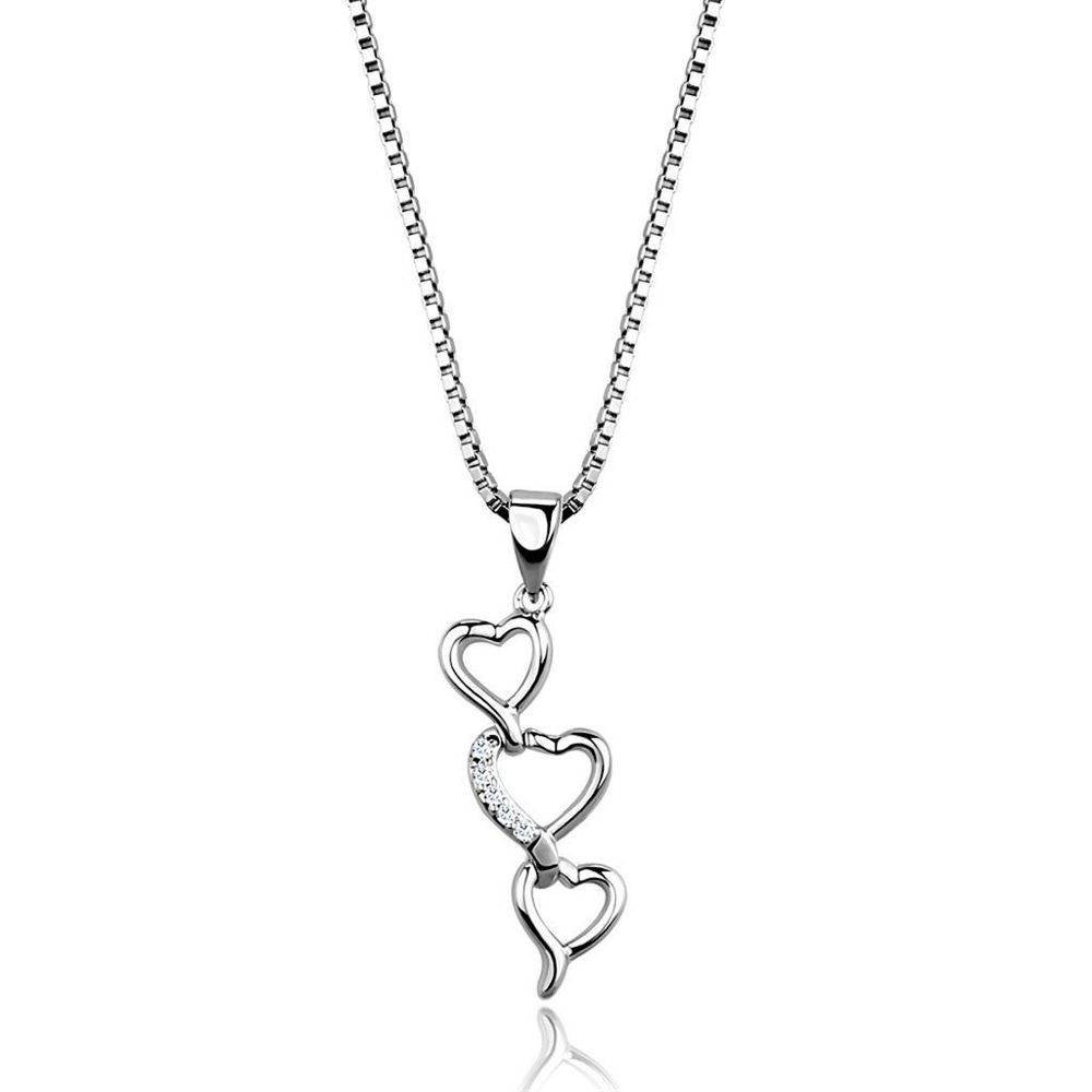 3W843 - Rhodium-Messing - Kette Anhänger mit AAA-Klasse CZ in Clear