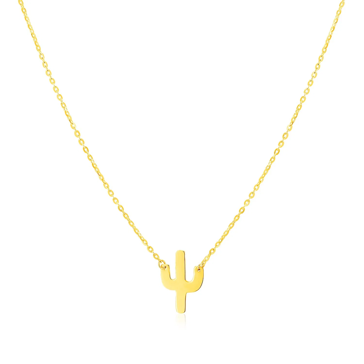 14 Karat gelbes Gold Halskette mit Kaktus