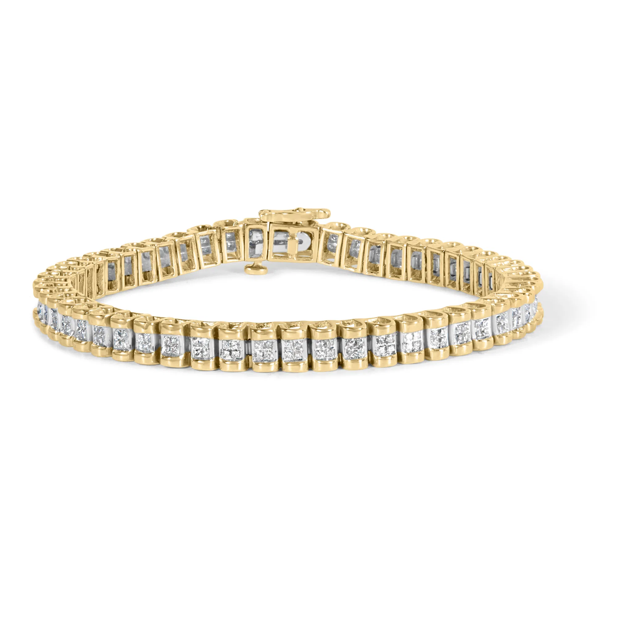 14 Karat Gelbgold 2,00 Cttw Princess-Cut Diamond Classic Link 7