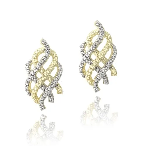 18 Karat Gold über Sterling Silber Diamant Akzent Gitter Drop Ohrringe