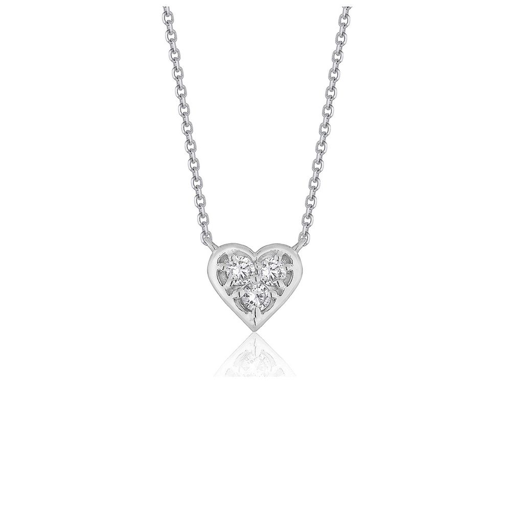 Diamant Herz Design Anhänger in 14 Karat weißem Gold