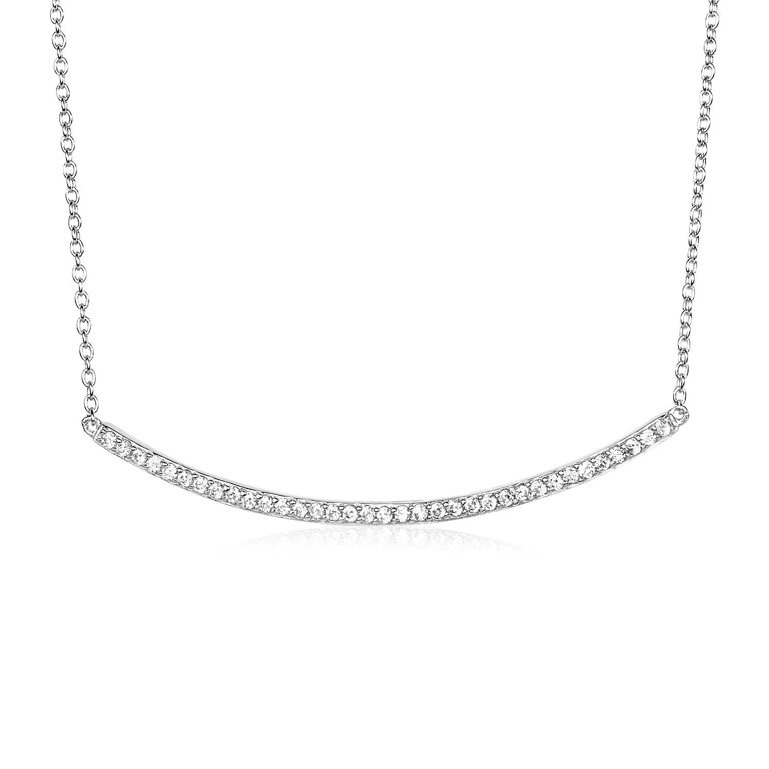 Sterling Silber Curved Bar Halskette mit Cubic Zirkonias