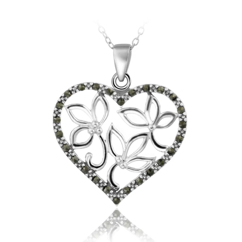 Sterling Silber Marcasite Filigree Herz Anhänger