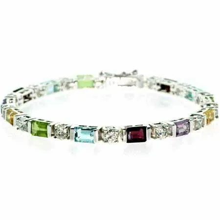 Sterling Silber 9.25 CT. TGW Original Multi-Edelsteine & CZ Tennis Armband