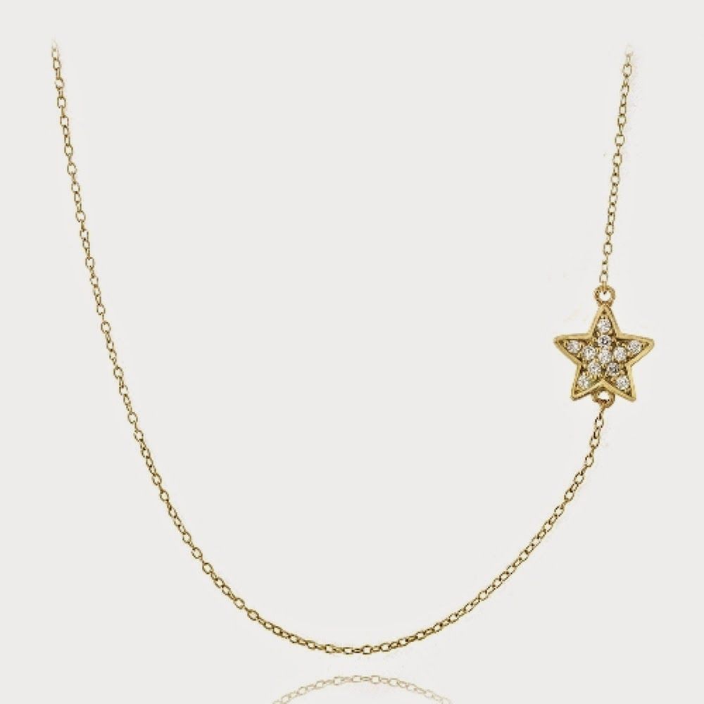 Goldton über Sterling Silber CZ Star Chain Kette