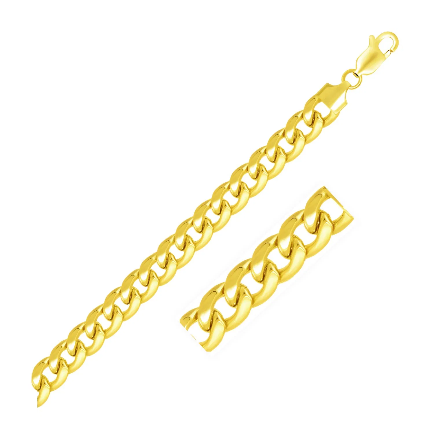 7.8mm 14 Karat Gelbgold Miami Cuban Semi Solid Kette