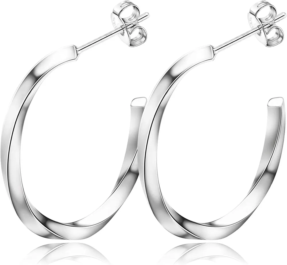 925 Sterling Silber kleine Hoop Ohrringe für Frauen hypoallergene offene Twisted Hoop Ohrringe