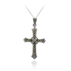 Sterling Silber Gothic X Cross Marcasit Anhänger